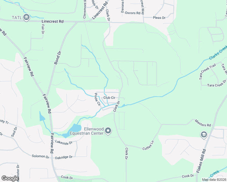 map of restaurants, bars, coffee shops, grocery stores, and more near 34 Club Cir in Ellenwood