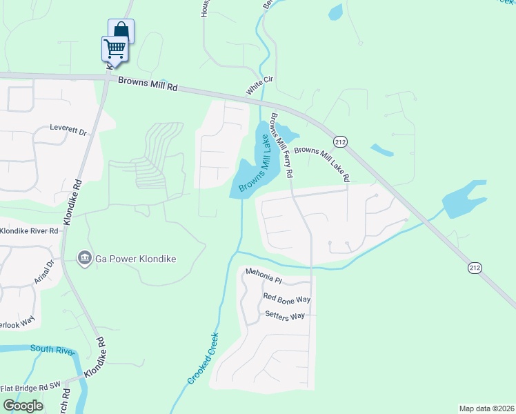map of restaurants, bars, coffee shops, grocery stores, and more near 6678 Browns Mill Ferry Drive in Stonecrest