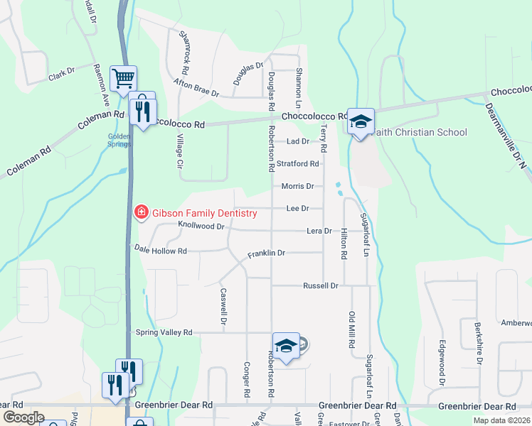 map of restaurants, bars, coffee shops, grocery stores, and more near 3820 Caffey Woods Road in Anniston