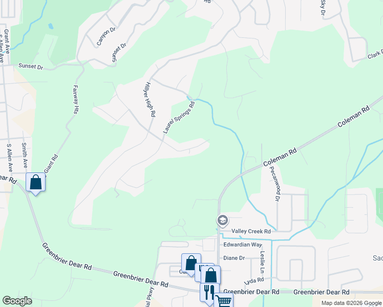 map of restaurants, bars, coffee shops, grocery stores, and more near 2202 Hathaway Heights Road in Anniston
