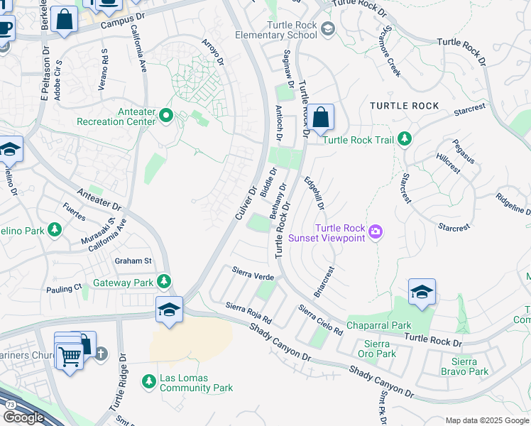 map of restaurants, bars, coffee shops, grocery stores, and more near 4 Mountain View in Irvine