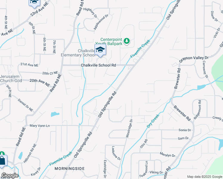 map of restaurants, bars, coffee shops, grocery stores, and more near 2118 Old Springville Road in Center Point
