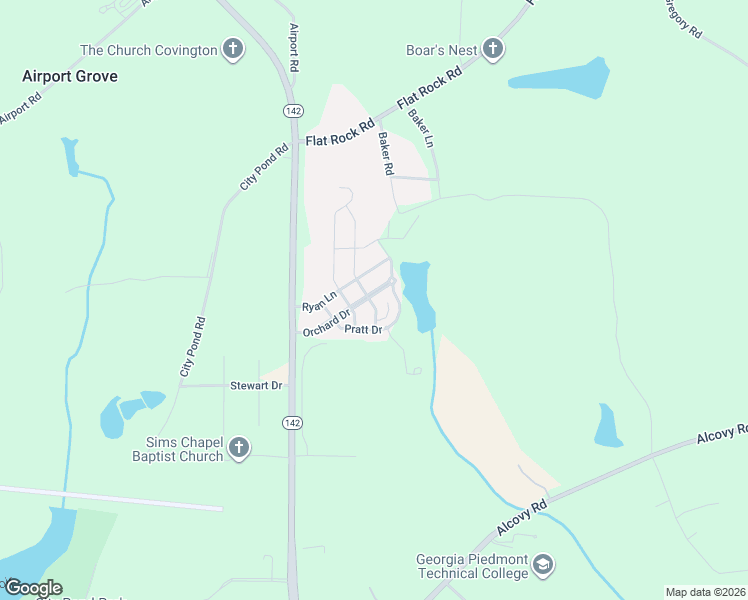 map of restaurants, bars, coffee shops, grocery stores, and more near 160 Orchard Drive in Covington