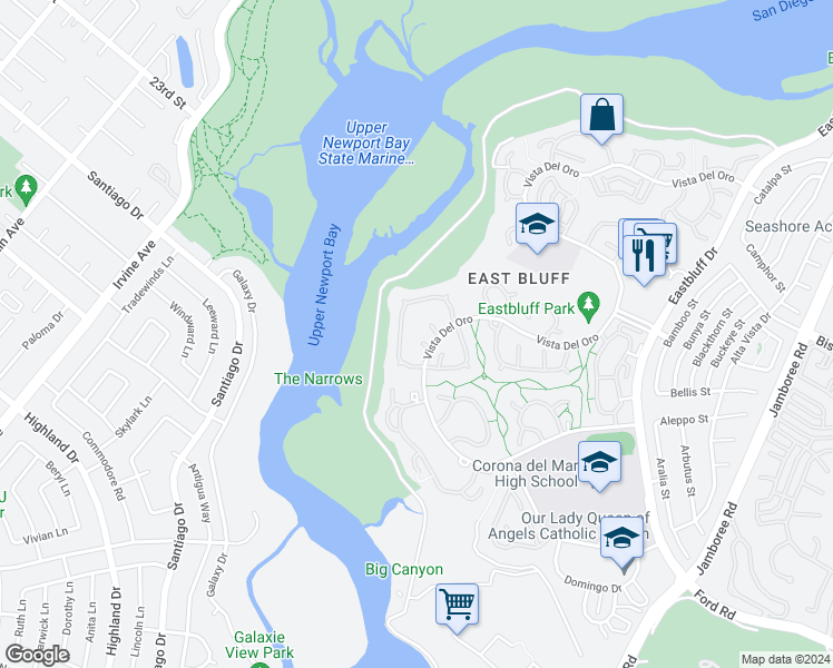 map of restaurants, bars, coffee shops, grocery stores, and more near 302 Esplanade in Newport Beach