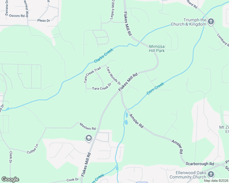 map of restaurants, bars, coffee shops, grocery stores, and more near 5133 Flakes Mill Road in Ellenwood