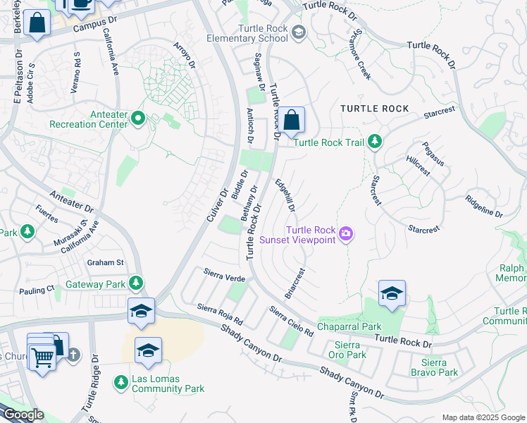 map of restaurants, bars, coffee shops, grocery stores, and more near 19165 Beckwith Terrace in Irvine