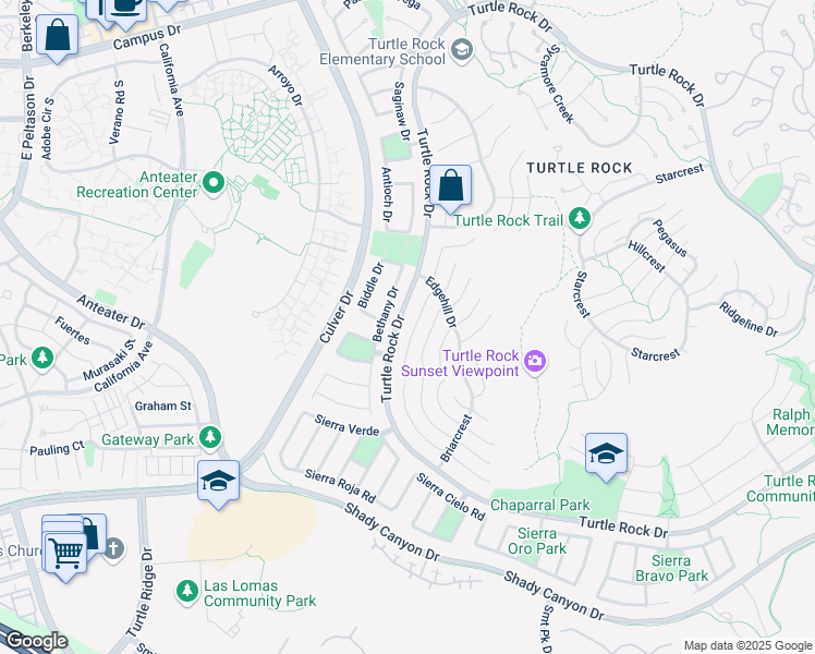 map of restaurants, bars, coffee shops, grocery stores, and more near 19165 Beckwith Terrace in Irvine