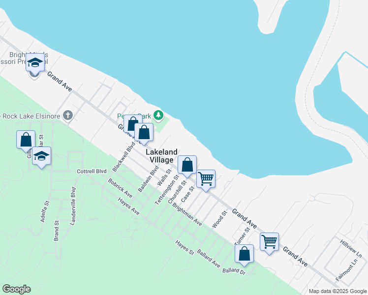 map of restaurants, bars, coffee shops, grocery stores, and more near 17704 Grand Avenue in Lake Elsinore
