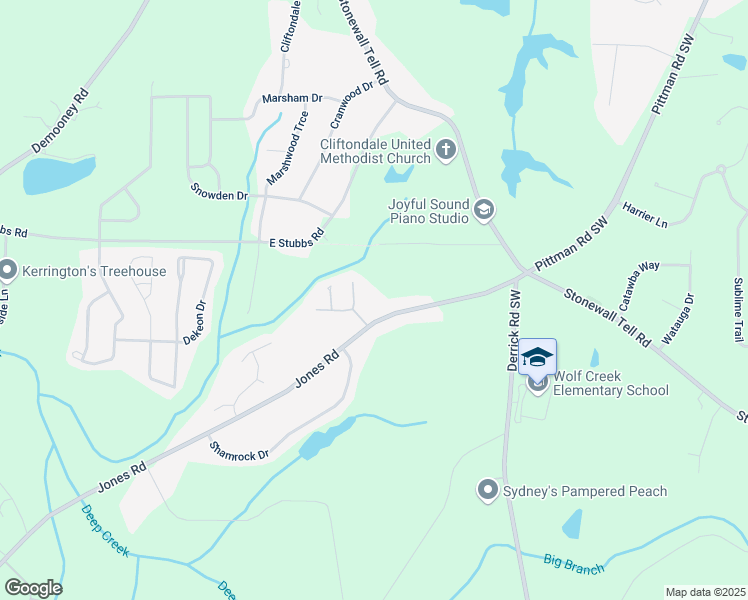 map of restaurants, bars, coffee shops, grocery stores, and more near 6295 Jones Road in Atlanta