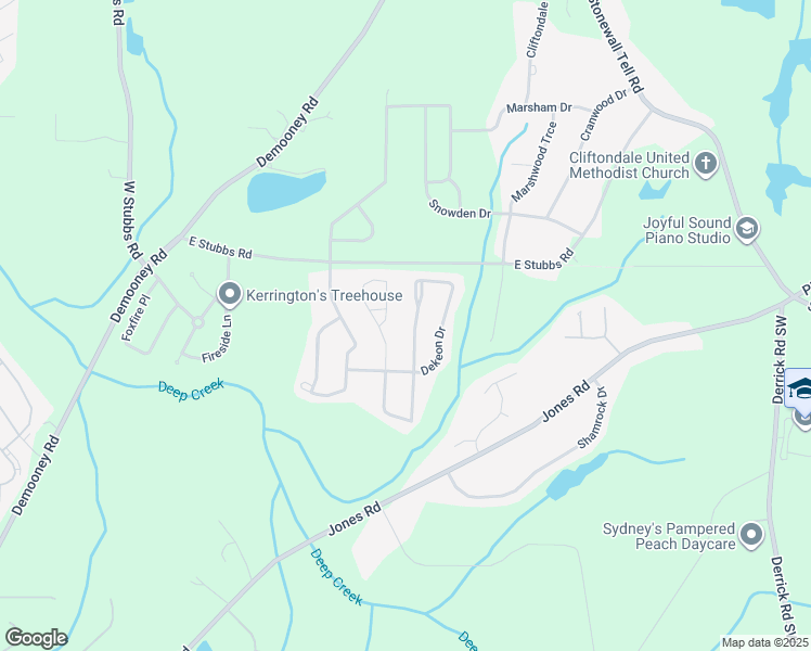 map of restaurants, bars, coffee shops, grocery stores, and more near 4257 Holliday Road in College Park