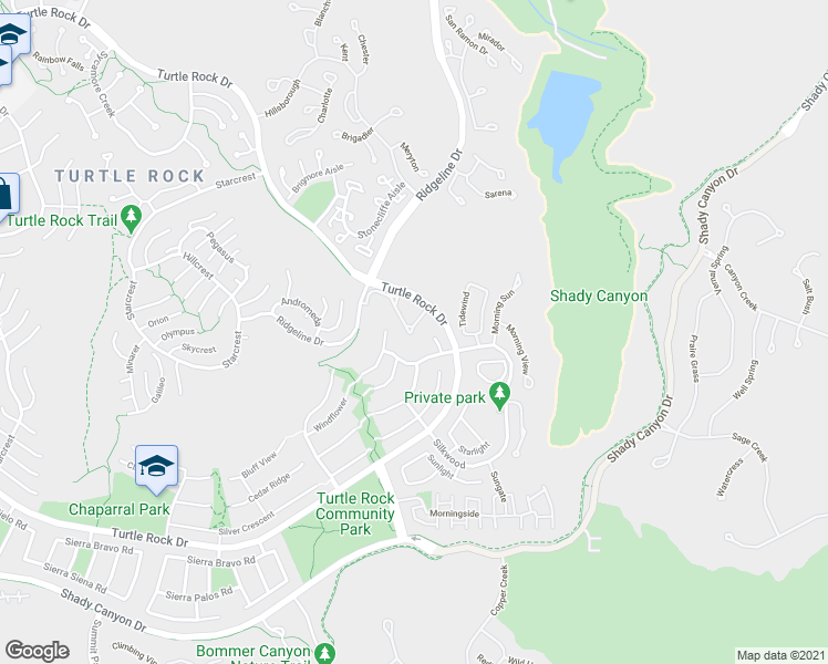 map of restaurants, bars, coffee shops, grocery stores, and more near 27 Highland View in Irvine