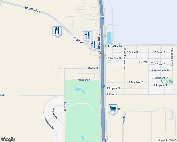 map of restaurants, bars, coffee shops, grocery stores, and more near 208 Country Club Drive in Lubbock