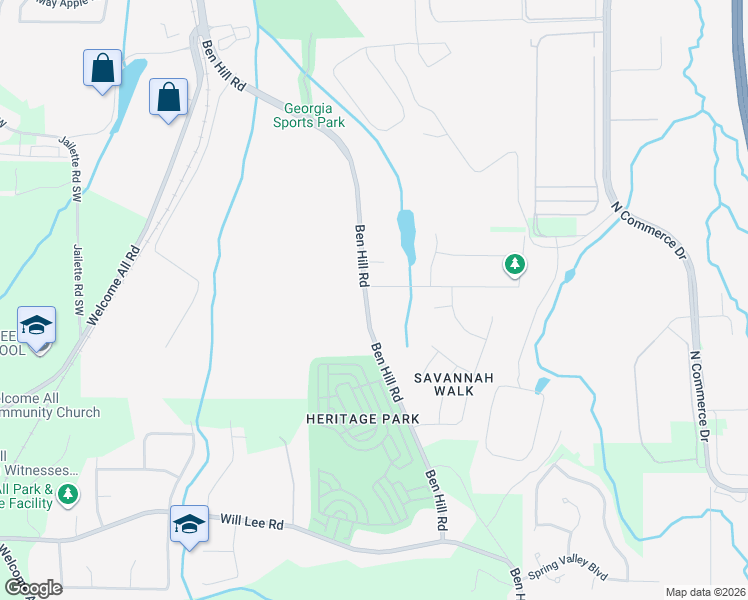 map of restaurants, bars, coffee shops, grocery stores, and more near 4250 Ben Hill Road in Atlanta