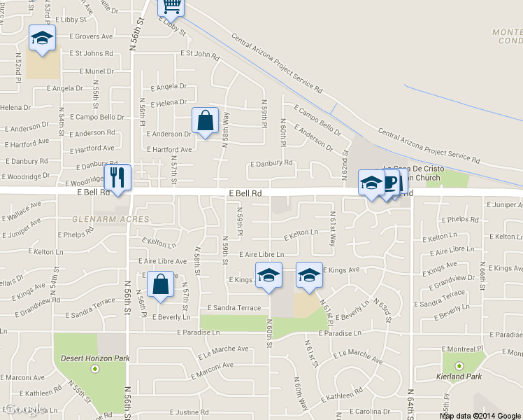 map of restaurants, bars, coffee shops, grocery stores, and more near 5940 East Phelps Road in Scottsdale