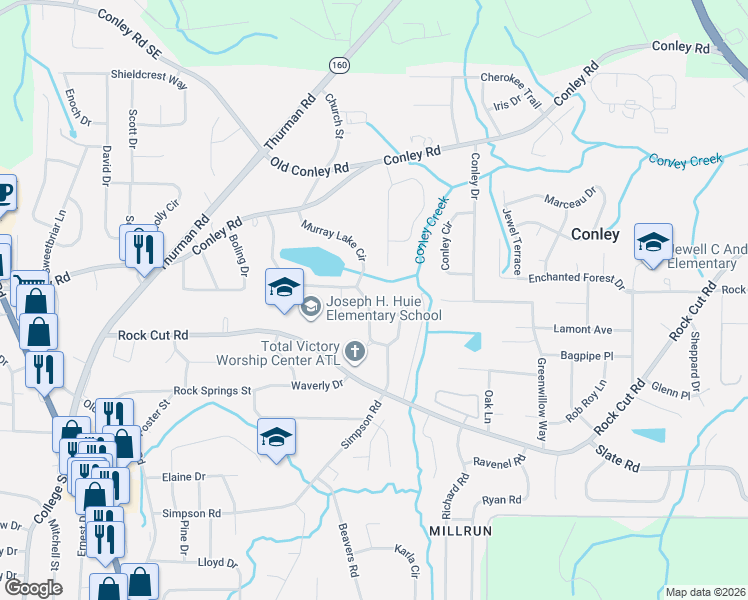 map of restaurants, bars, coffee shops, grocery stores, and more near 1356 Oakview Circle in Forest Park