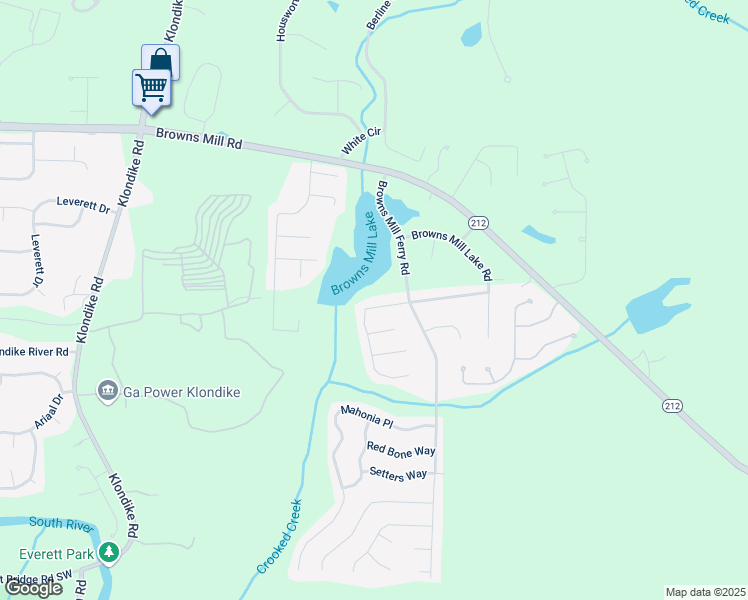 map of restaurants, bars, coffee shops, grocery stores, and more near 6700 Browns Mill Ferry Drive in Lithonia