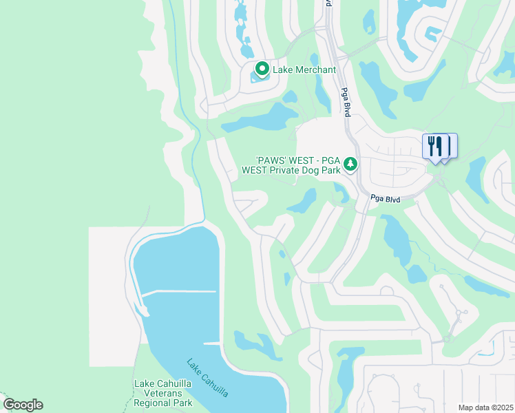map of restaurants, bars, coffee shops, grocery stores, and more near 79695 Northwood in La Quinta