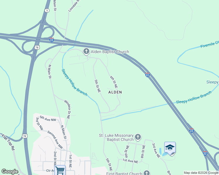 map of restaurants, bars, coffee shops, grocery stores, and more near 532 8th Avenue Northeast in Graysville