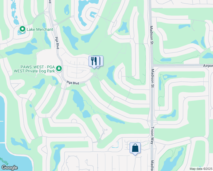 map of restaurants, bars, coffee shops, grocery stores, and more near 80436 Spanish Bay in La Quinta