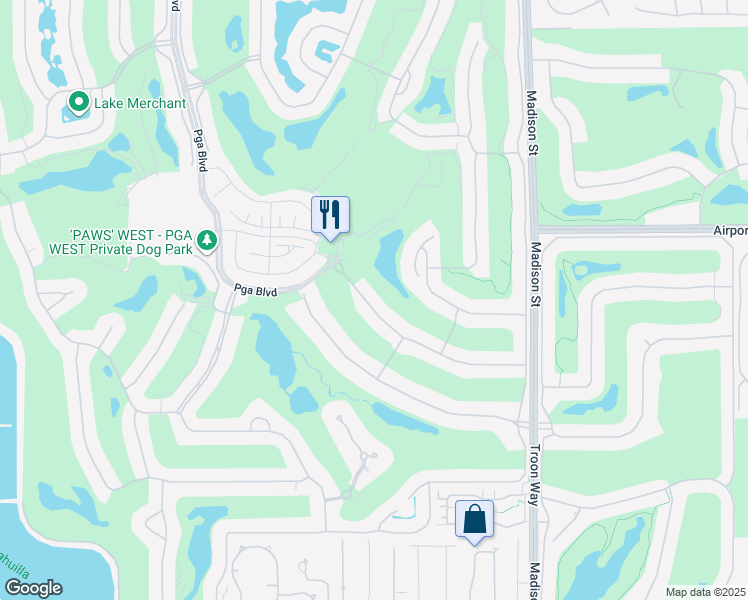 map of restaurants, bars, coffee shops, grocery stores, and more near 80436 Spanish Bay in La Quinta