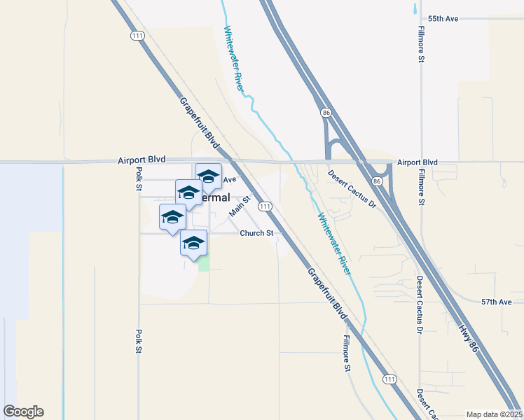 map of restaurants, bars, coffee shops, grocery stores, and more near Grapefruit Boulevard in Thermal