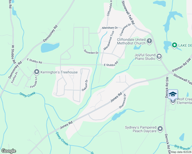 map of restaurants, bars, coffee shops, grocery stores, and more near 4185 Post Oak Grove in Atlanta