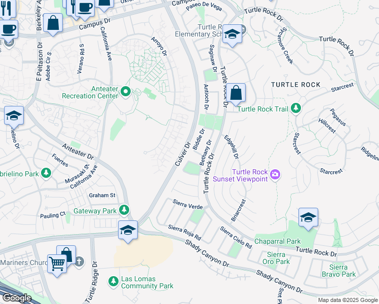 map of restaurants, bars, coffee shops, grocery stores, and more near 4 Mountain View in Irvine
