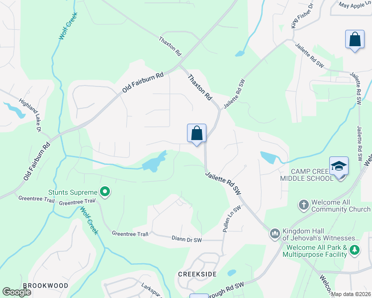 map of restaurants, bars, coffee shops, grocery stores, and more near 4610 Jailette Trace in College Park