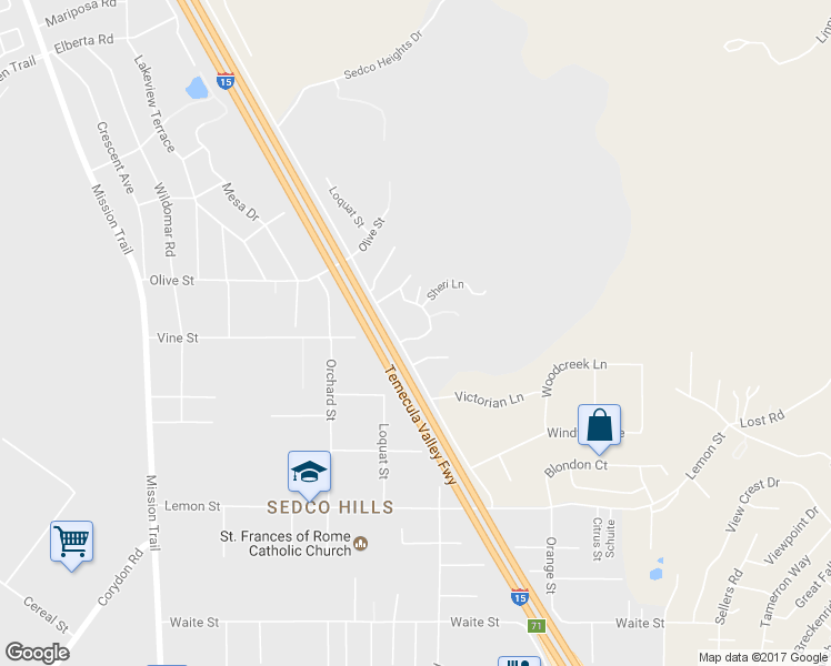 map of restaurants, bars, coffee shops, grocery stores, and more near 21722 Vine Street in Wildomar