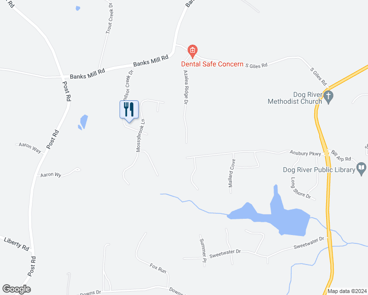 map of restaurants, bars, coffee shops, grocery stores, and more near 5995 Azalea Ridge Drive in Douglasville