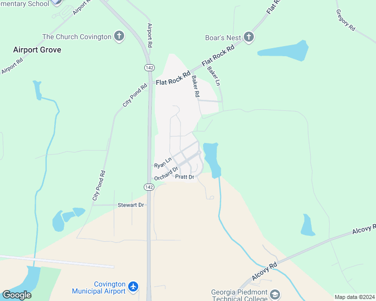 map of restaurants, bars, coffee shops, grocery stores, and more near 210 Ryan Lane in Covington