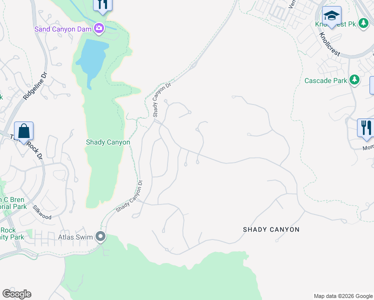 map of restaurants, bars, coffee shops, grocery stores, and more near 48 Canyon Creek in Irvine