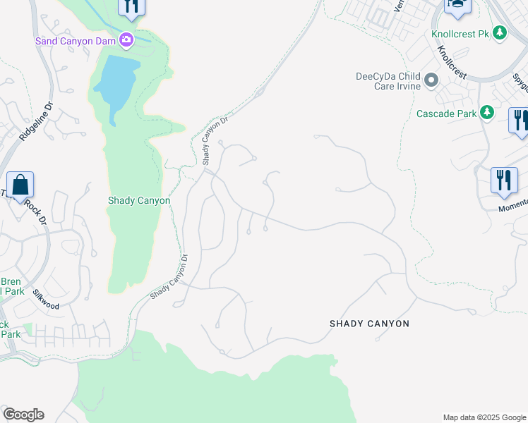 map of restaurants, bars, coffee shops, grocery stores, and more near 25 Salt Bush in Irvine