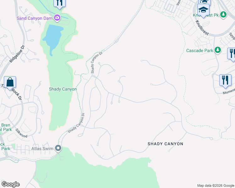 map of restaurants, bars, coffee shops, grocery stores, and more near 25 Salt Bush in Irvine