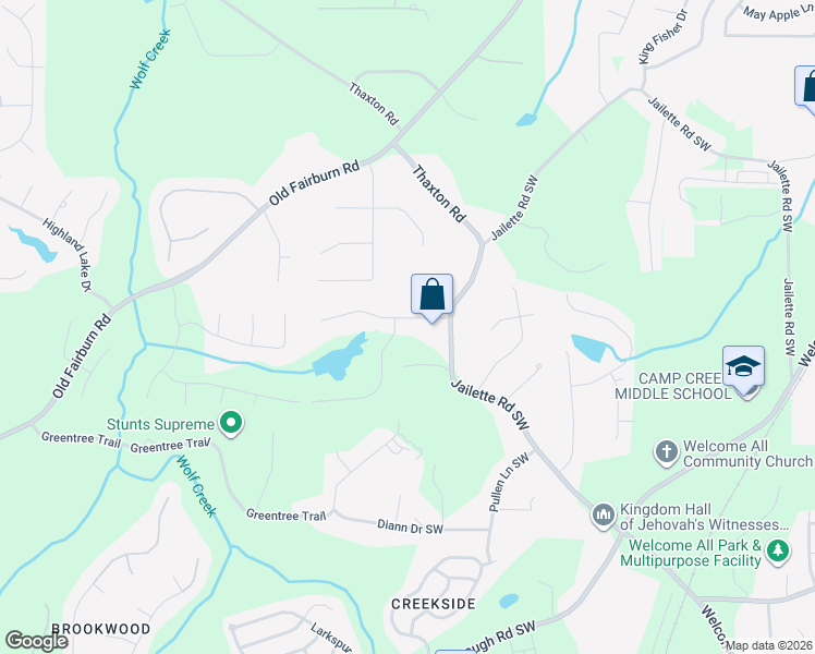 map of restaurants, bars, coffee shops, grocery stores, and more near 4610 Jailette Trace in College Park