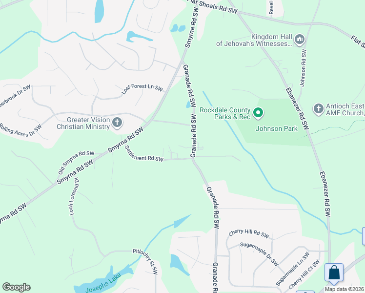 map of restaurants, bars, coffee shops, grocery stores, and more near 1861 Granade Road Southwest in Conyers