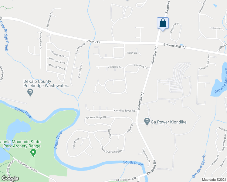 map of restaurants, bars, coffee shops, grocery stores, and more near 6205 Leverett Drive in Lithonia