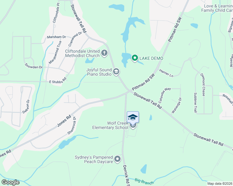 map of restaurants, bars, coffee shops, grocery stores, and more near 6135 Jones Road in College Park