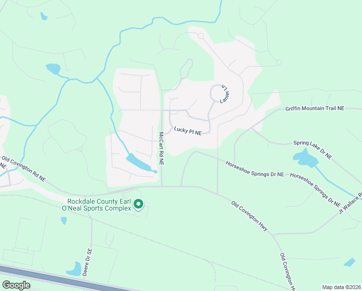 map of restaurants, bars, coffee shops, grocery stores, and more near 3032 Horseshoe Springs Drive Northeast in Conyers