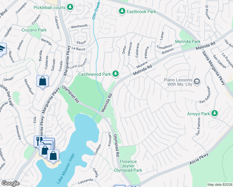 map of restaurants, bars, coffee shops, grocery stores, and more near 22201 Wayside in Mission Viejo