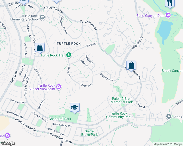 map of restaurants, bars, coffee shops, grocery stores, and more near 111 Hillcrest in Irvine