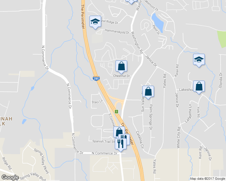 map of restaurants, bars, coffee shops, grocery stores, and more near 4364 Stone Gate Way in East Point