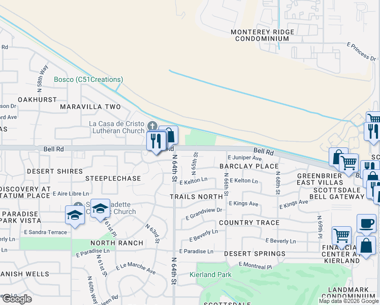 map of restaurants, bars, coffee shops, grocery stores, and more near in Phoenix