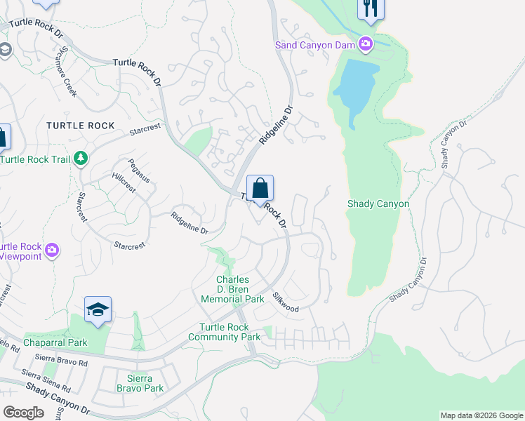 map of restaurants, bars, coffee shops, grocery stores, and more near 14 Highland View in Irvine