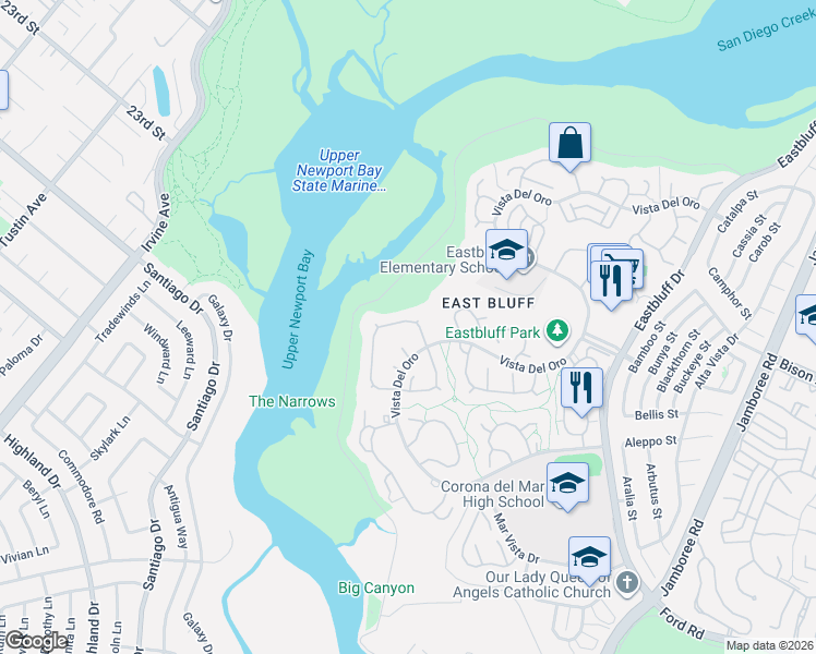 map of restaurants, bars, coffee shops, grocery stores, and more near 300 Enero in Newport Beach