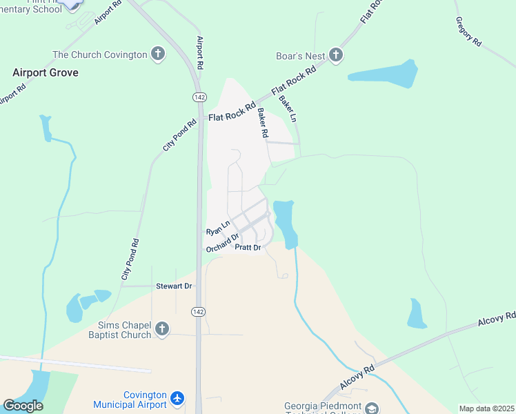 map of restaurants, bars, coffee shops, grocery stores, and more near 230 Ryan Lane in Covington