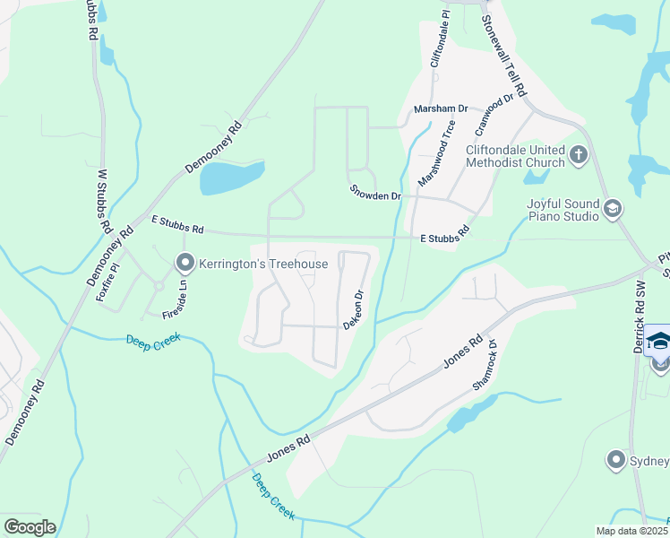 map of restaurants, bars, coffee shops, grocery stores, and more near 4237 Holliday Road in Atlanta