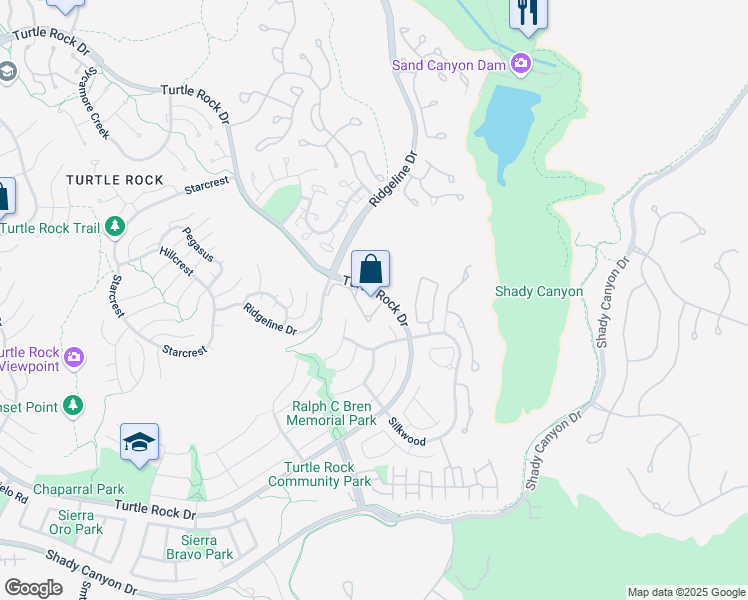 map of restaurants, bars, coffee shops, grocery stores, and more near 8 Highland View in Irvine