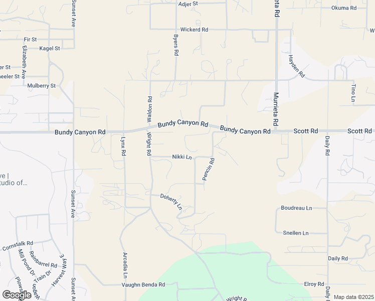 map of restaurants, bars, coffee shops, grocery stores, and more near 25520 Nikki Lane in Menifee