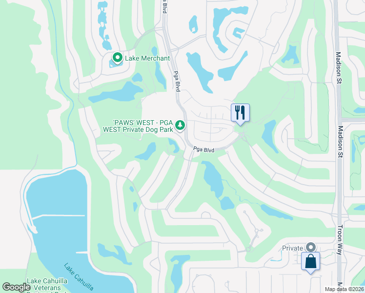 map of restaurants, bars, coffee shops, grocery stores, and more near 79995 Double Eagle Way in La Quinta